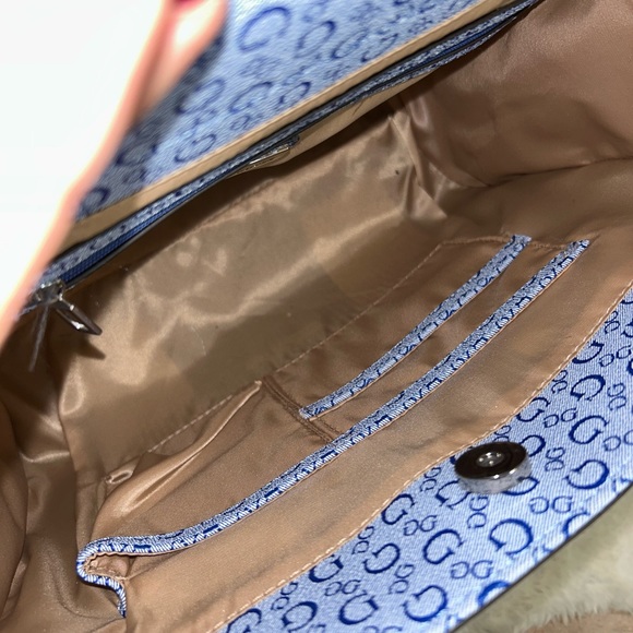 Guess Monogram Satchel Top Handle Handbag Purse - Picture 9 of 11